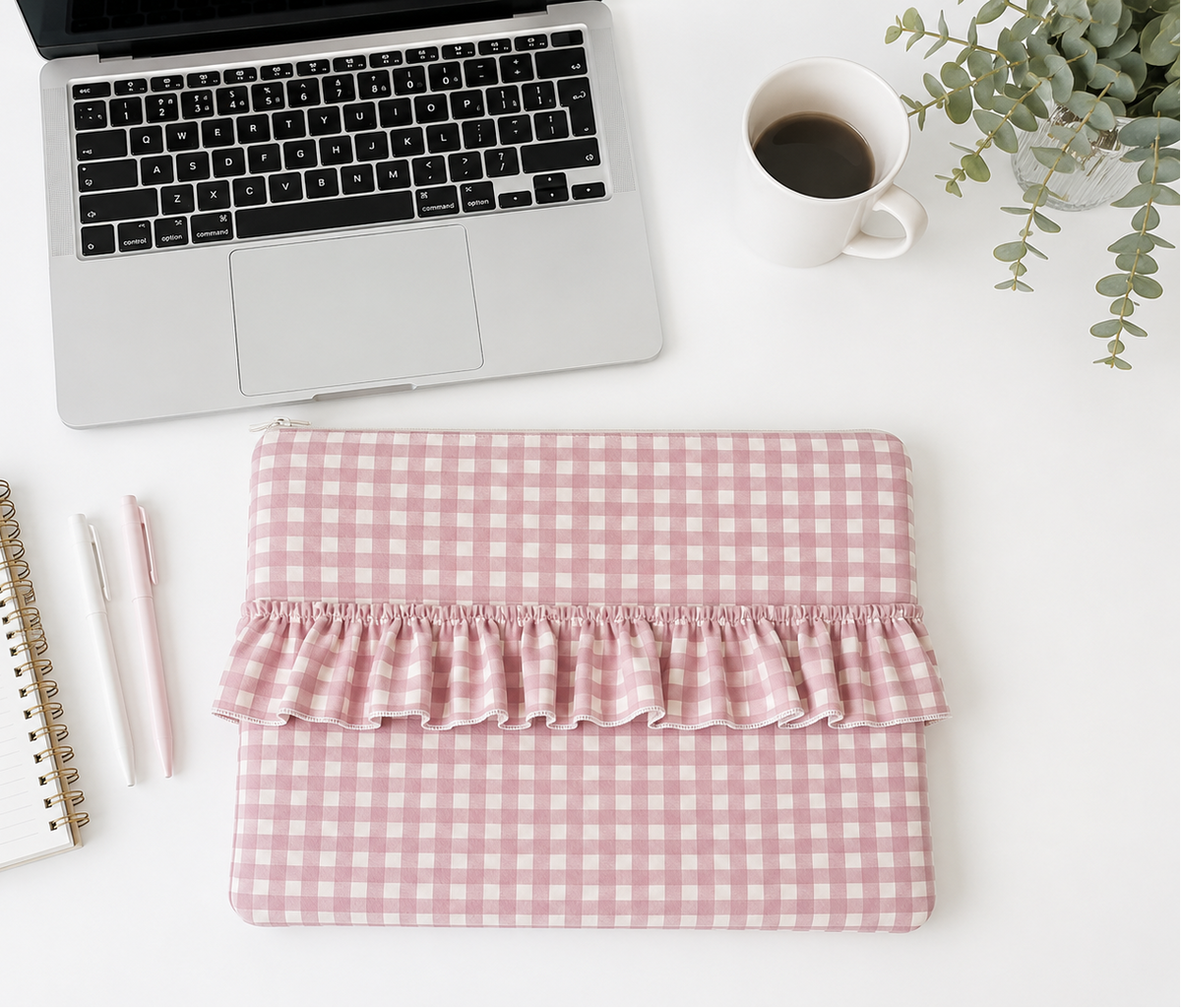Funda Portátil Artesanal Vichy Rosa Prairie